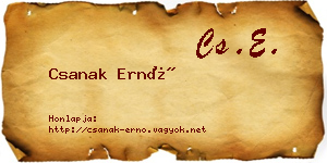 Csanak Ernő névjegykártya